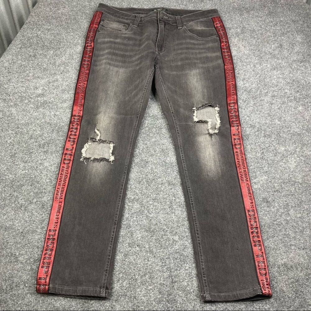 INC Jeans Women's Size 33x30 Distressed STOCKHOLM SKINNY FIT Gray‎ Wash Y2k